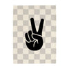Peace sign on a checkered background